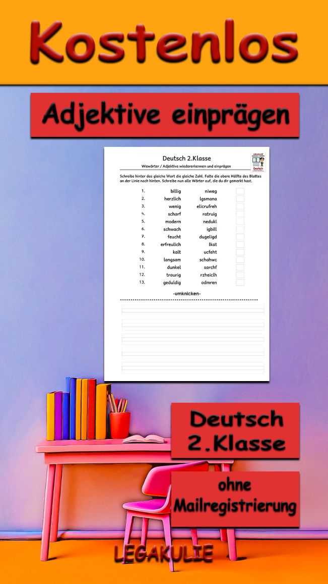 Adjektive einprägen 2.Klasse