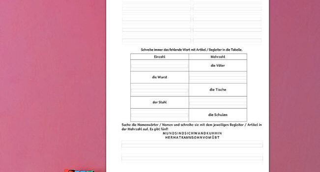 Einzahl Mehrzahl Einzahl Mehrzahl