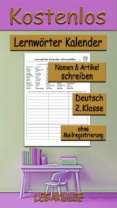 Lernwörter Kalender