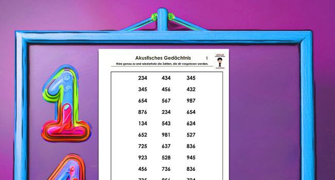 Zahl merken Zahl merken Akustisches Gedächtnis