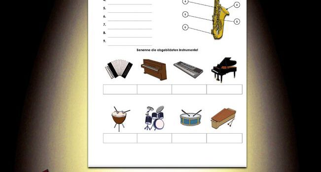 Beschrifte Musikinstrumente