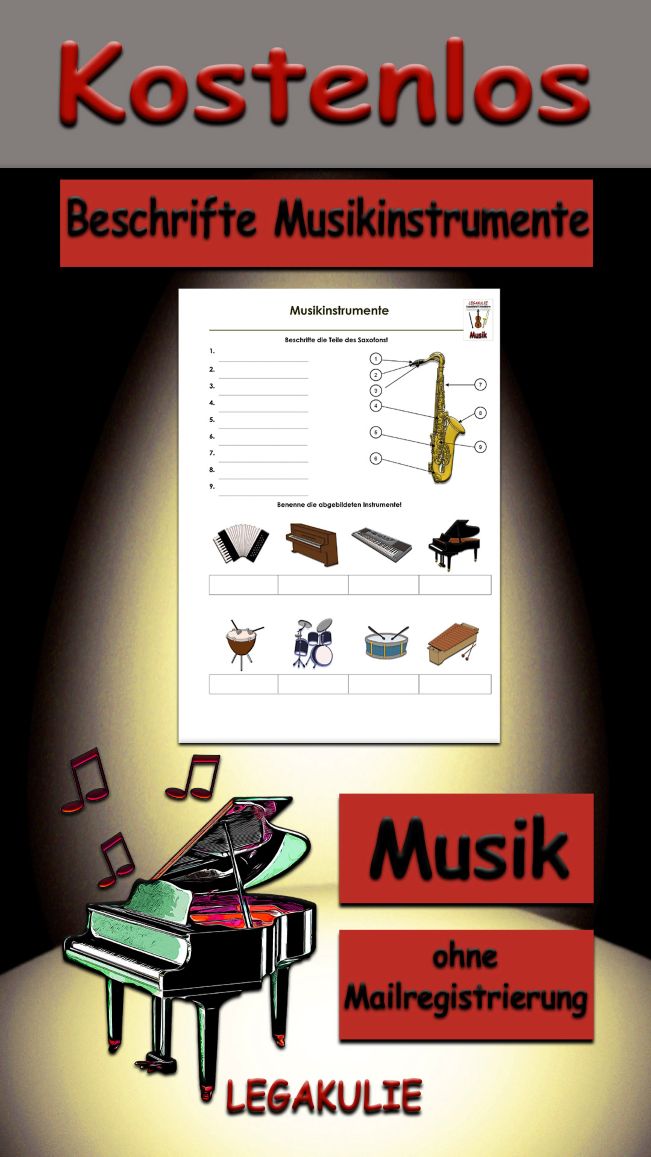 Beschrifte Musikinstrumente