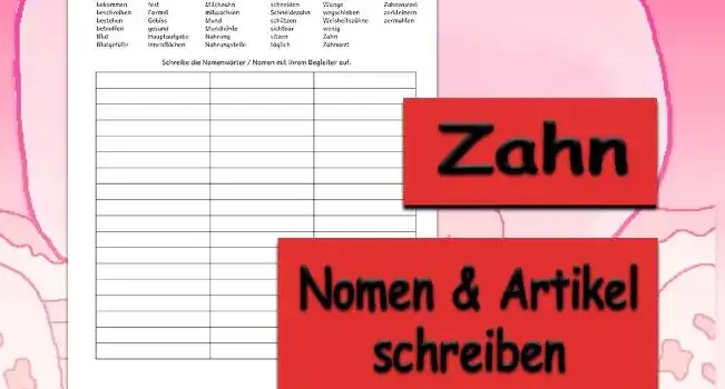 Lernwörter Zähne - Kostenloses Unterrichtsmaterial von Legakulie.info