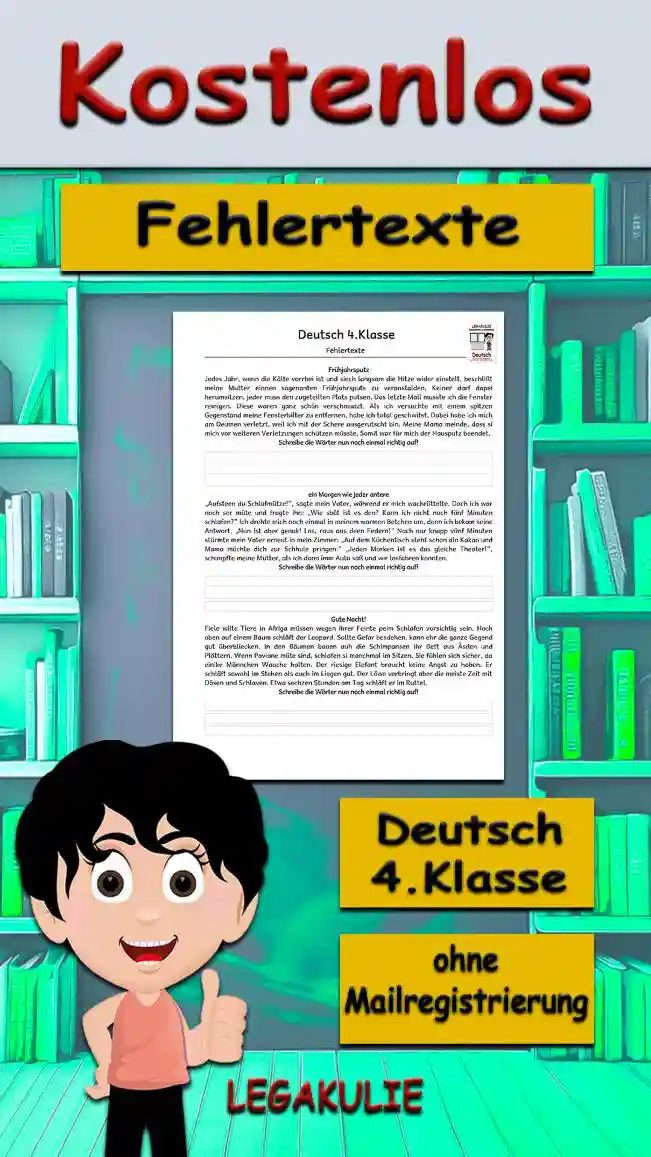Arbeitsblatt Fehlertexte 4.Klasse Deutsch - Kostenloses Unterrichtsmaterial von Legakulie.info