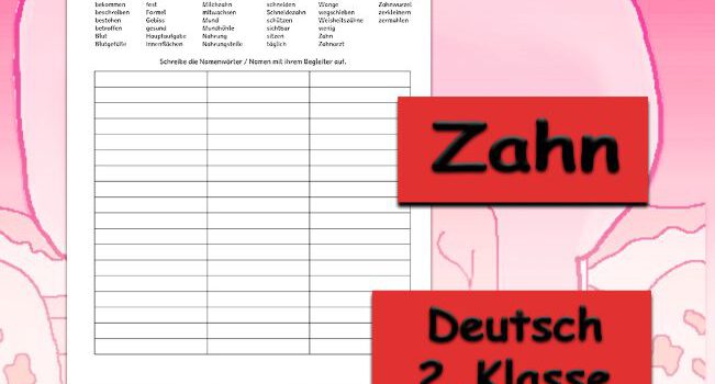 Arbeitsblatt Lernwörter Zähne - Kostenloses Unterrichtsmaterial von Legakulie.info
