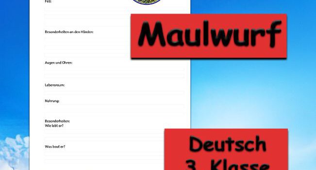 Steckbrief Maulwurf Arbeitsblatt Steckbrief Maulwurf - Kostenloses Unterrichtsmaterial von Legakulie.info