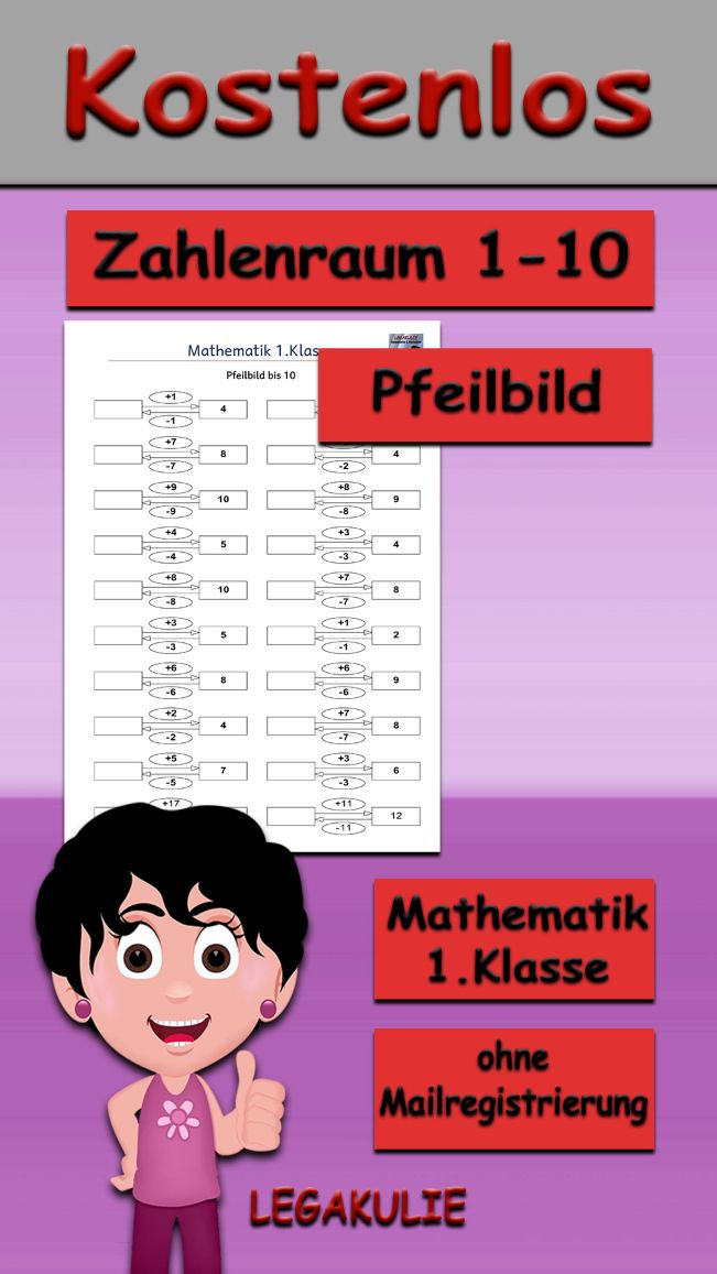 Arbeitsblatt Pfeilbild Zahlenraum 10 - Kostenloses Unterrichtsmaterial von Legakulie.info