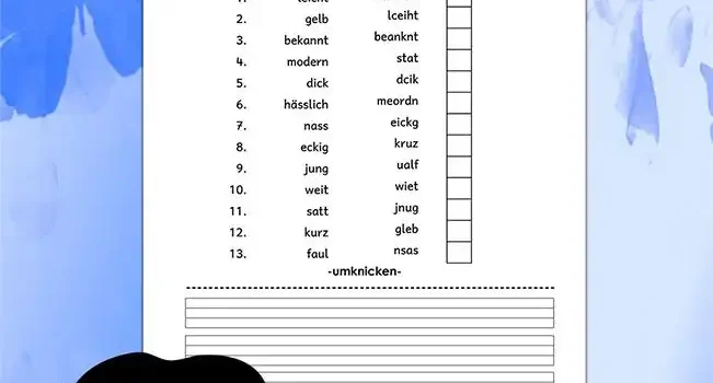 Arbeitsblatt Adjektive einprägen 1.Klasse - Kostenloses Unterrichtsmaterial von Legakulie.info