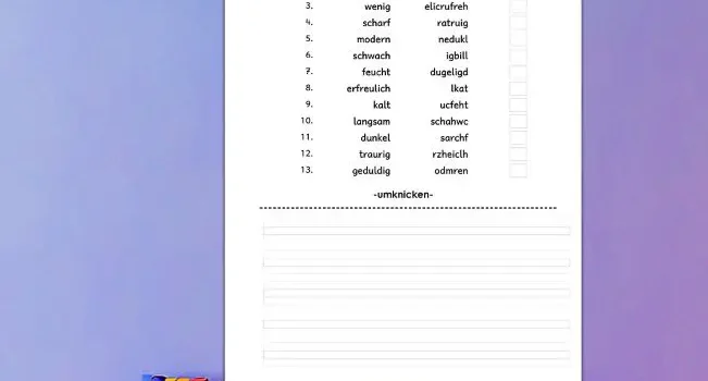 Arbeitsblatt Adjektive einprägen 2.Klasse - Kostenloses Unterrichtsmaterial von Legakulie.info