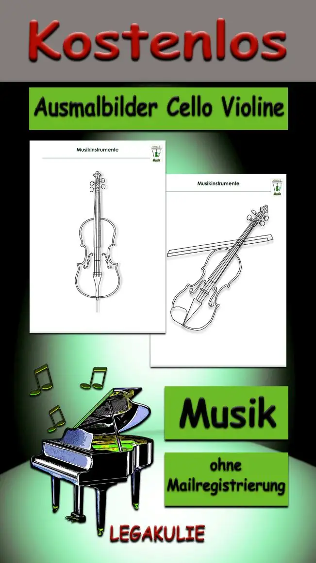Arbeitsblatt Ausmalbilder Cello Violine - Kostenloses Unterrichtsmaterial von Legakulie.info