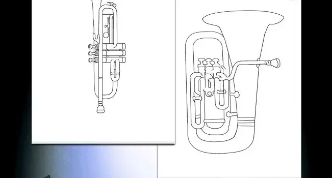 Arbeitsblatt Ausmalbilder Trompete Tuba - Kostenloses Unterrichtsmaterial von Legakulie.info