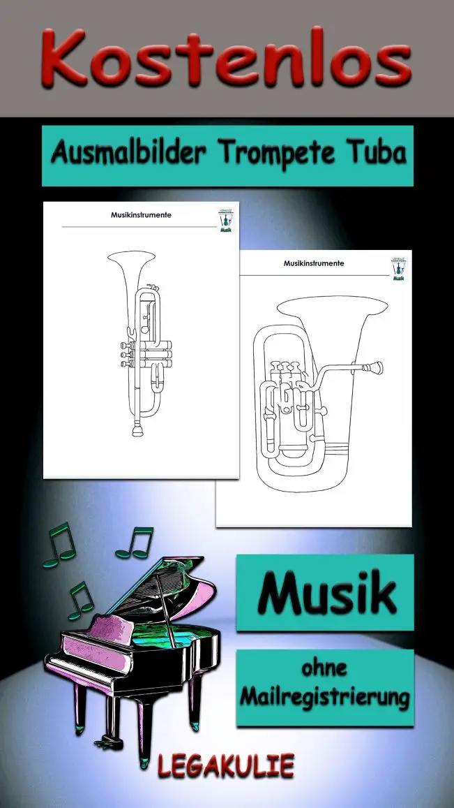 Arbeitsblatt Ausmalbilder Trompete Tuba - Kostenloses Unterrichtsmaterial von Legakulie.info