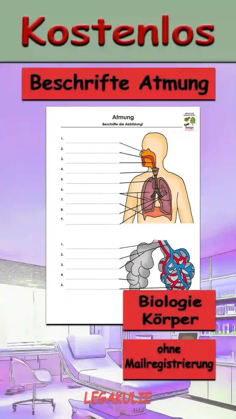 Beschrifte Atmung Biologie - Kostenloses Unterrichtsmaterial von Legakulie.info