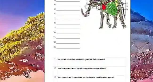Arbeitsblatt Beschrifte Elefant - Kostenloses Unterrichtsmaterial von Legakulie.info