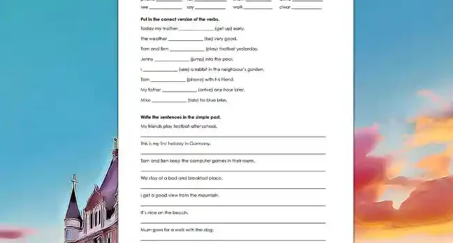 Simple Past 6.Klasse Arbeitsblatt Englisch - Kostenloses von Legakulie.info