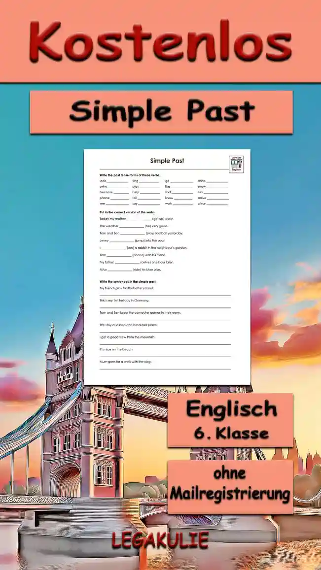 Simple Past 6.Klasse Arbeitsblatt Englisch - Kostenloses von Legakulie.info