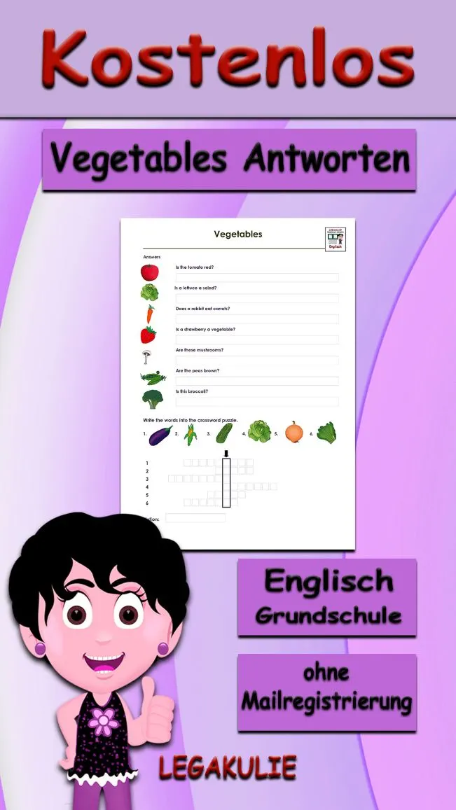 Beschrifte Vegetables Englisch - Kostenloses Unterrichtsmaterial von Legakulie.info