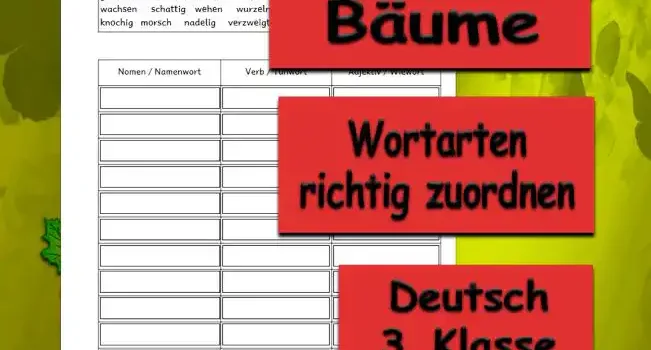 Lernwörter Bäume Deutsch - Kostenlos von Legakulie.info