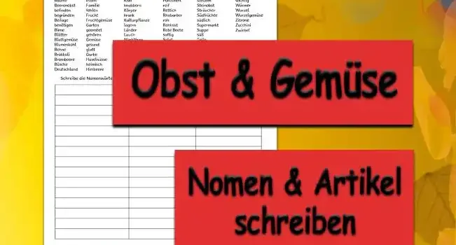 Arbeitsblatt Lernwörter Obst Gemüse - Kostenloses Unterrichtsmaterial von Legakulie.info