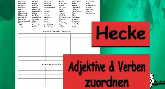 Lernwörter Hecke Deutsch - Kostenloses Unterrichtsmaterial von Legakulie.info