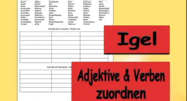 Lernwörter Igel Deutsch - Kostenloses Unterrichtsmaterial von Legakulie.info