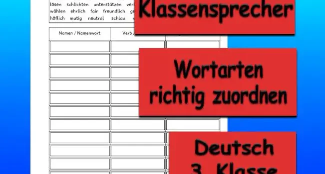 Lernwörter Klassensprecher Deutsch - Kostenlos von Legakulie.info