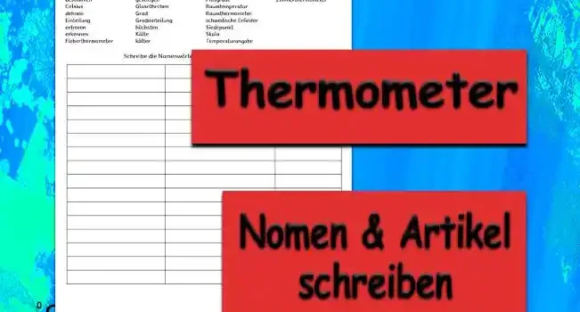 Lernwörter Thermometer Deutsch - Kostenloses Unterrichtsmaterial von Legakulie.info