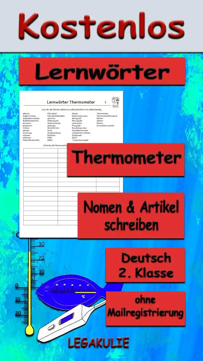 Lernwörter Thermometer Deutsch - Kostenloses Unterrichtsmaterial von Legakulie.info