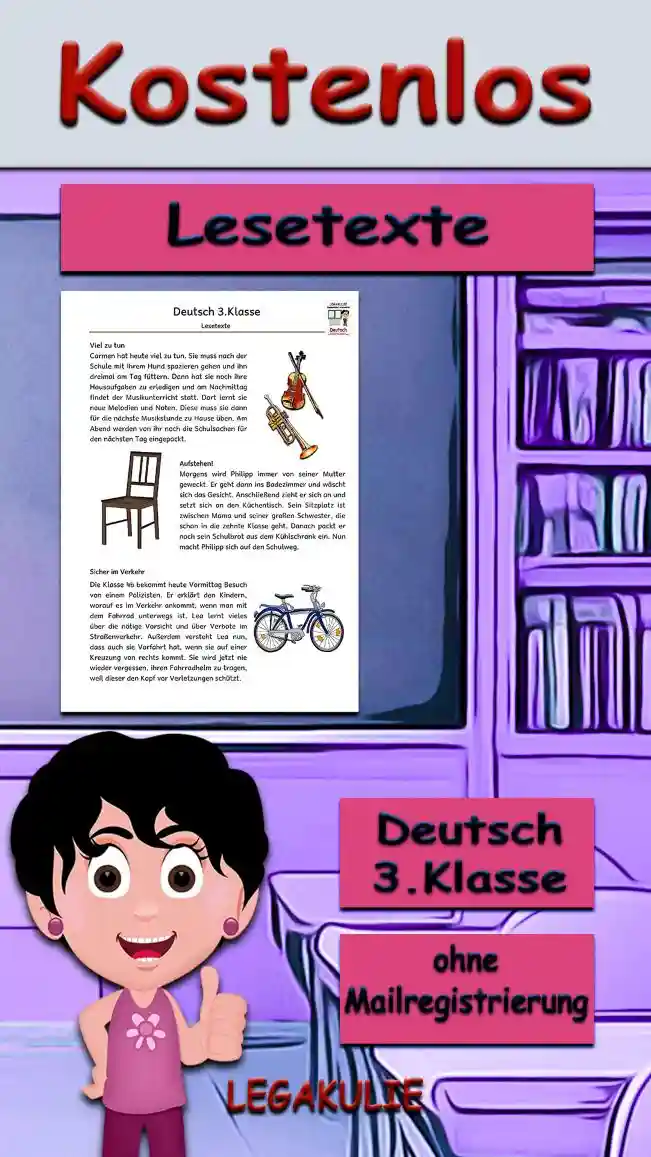 Arbeitsblatt Lesetexte 3.Klasse Deutsch - Kostenloses Unterrichtsmaterial von Legakulie.info