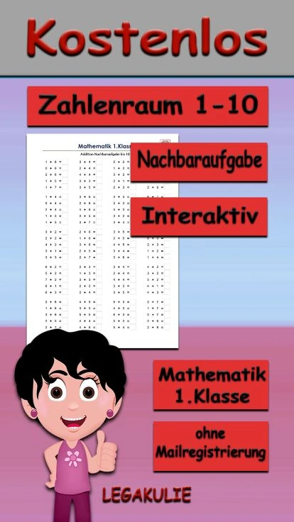 Nachbaraufgabe Zahlenraum 10 Klasse 1 - Kostenloses Unterrichtsmaterial von Legakulie.info