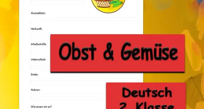 Steckbrief Gemüse Obst Steckbrief Gemüse Obst Deutsch - Kostenlos von Legakulie.info