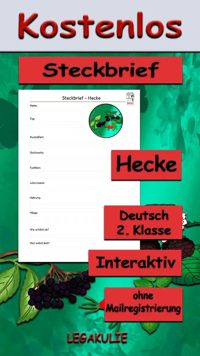 Steckbrief Hecke Deutsch - Kostenlos von Legakulie.info