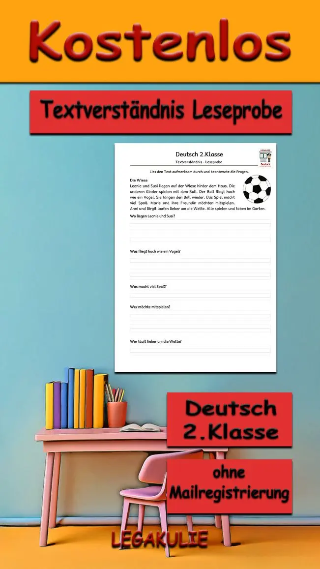 Arbeitsblatt Textverständnis 2.Klasse Deutsch - Kostenloses Unterrichtsmaterial - Legakulie.info