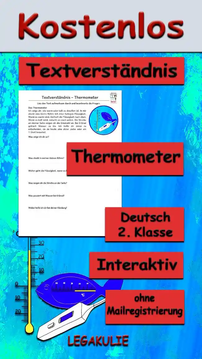 Textverständnis Thermometer Deutsch - Kostenloses Unterrichtsmaterial von Legakulie.info