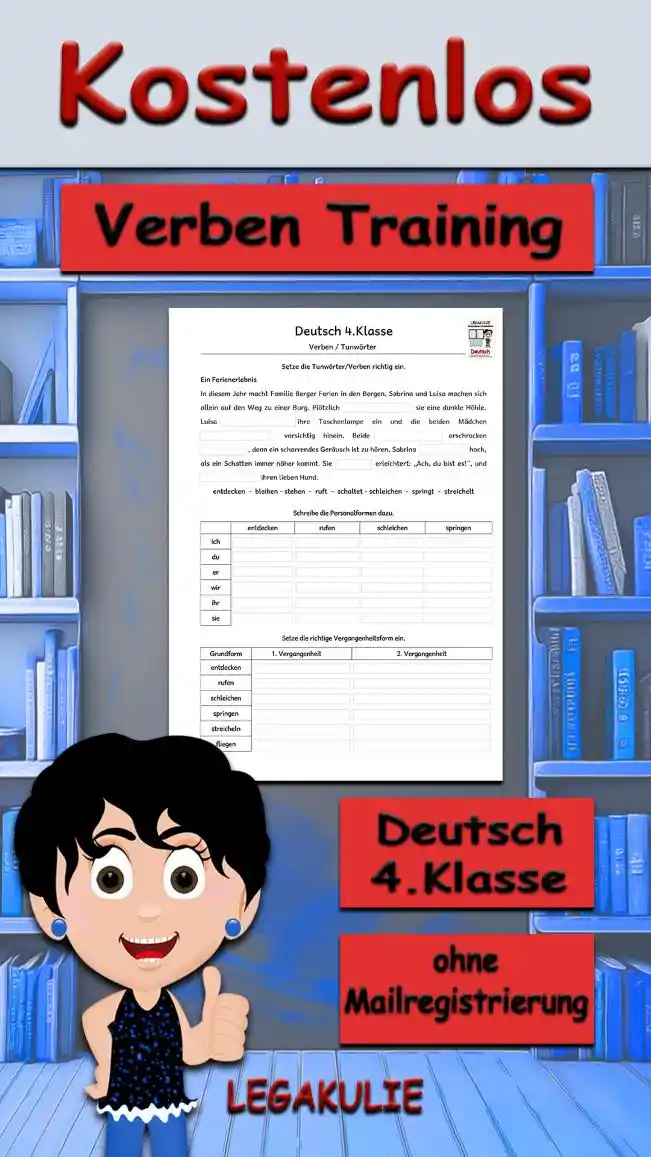 Arbeitsblatt Verben Training 4.Klasse Deutsch - Kostenloses Unterrichtsmaterial von Legakulie.info
