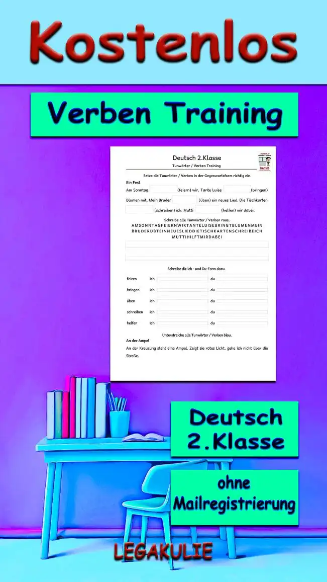 Arbeitsblatt Verben Training 2.Klasse Deutsch - Kostenloses Unterrichtsmaterial von Legakulie.info