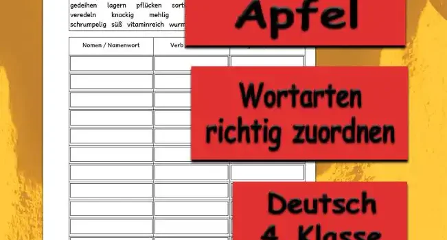 Lernwörter Apfel Lernwörter Apfel 4.Klasse Deutsch - Kostenlos von Legakulie.info