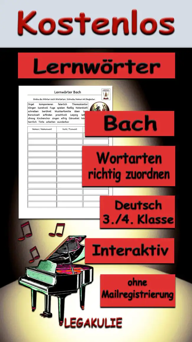 Lernwörter Bach 3./4.Klasse Musik - Kostenlos von Legakulie.info