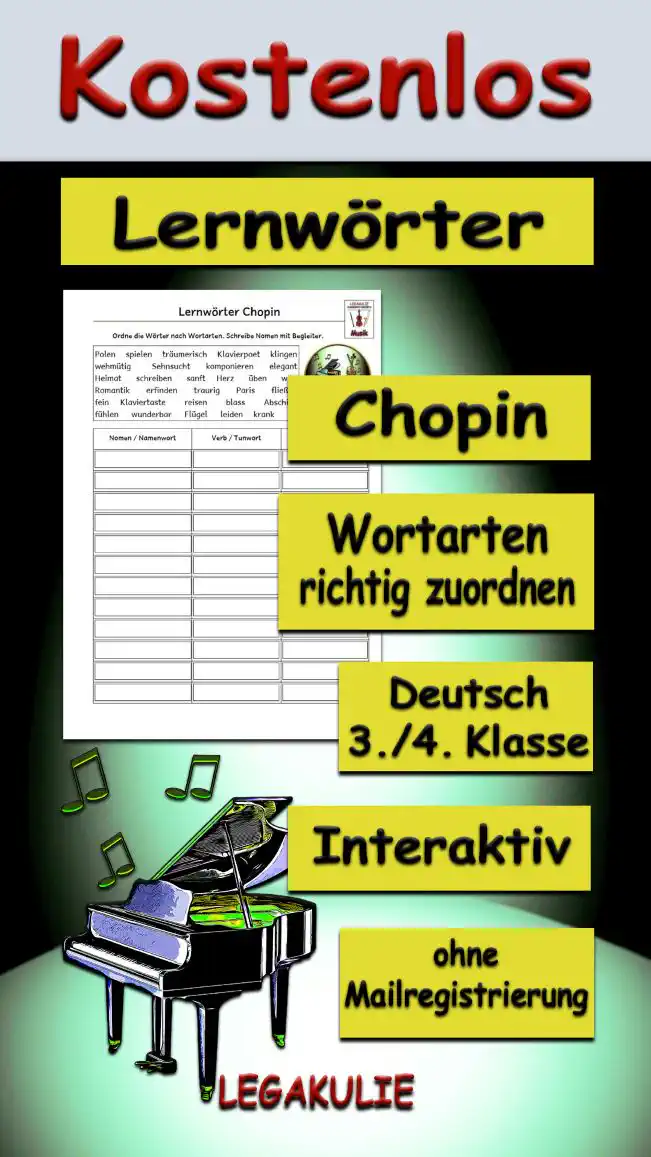 Lernwörter Chopin 3./4.Klasse Musik - Kostenlos von Legakulie.info