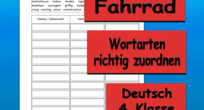 Lernwörter Fahrrad 4.Klasse Deutsch - Kostenlos von Legakulie.info