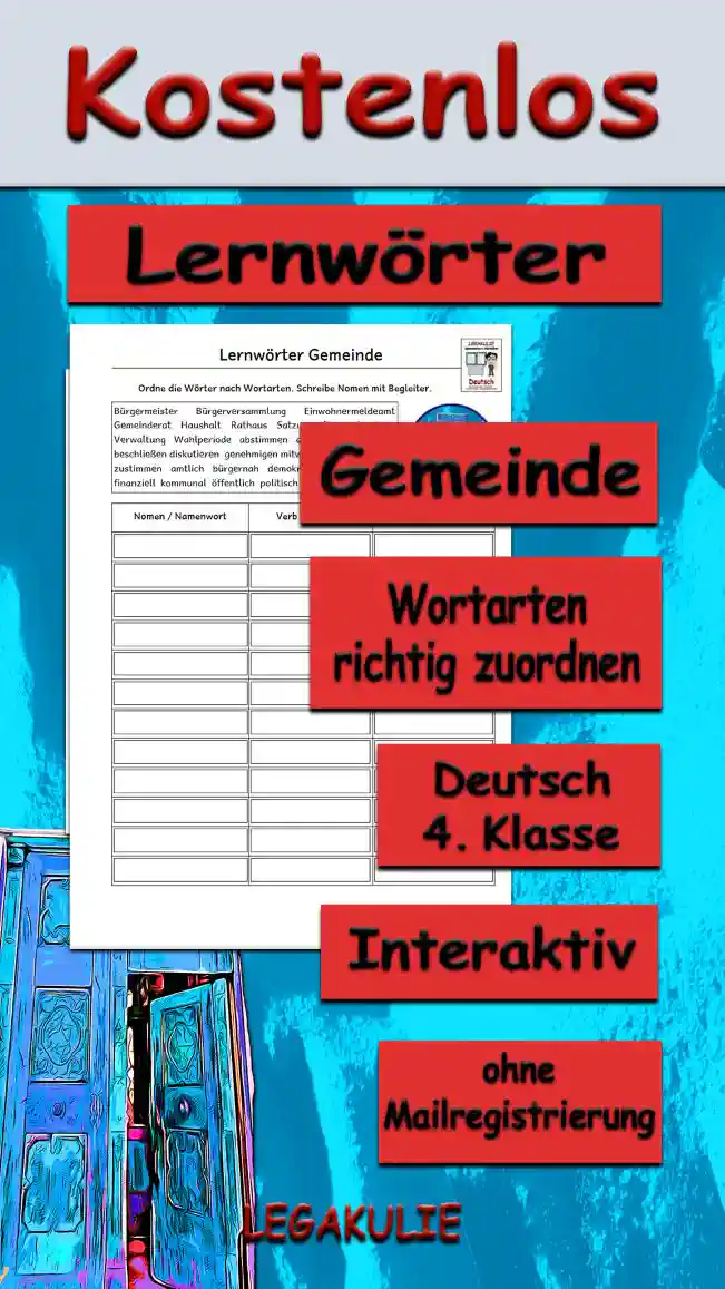 Lernwörter Gemeinde 4.Klasse Deutsch - Kostenlos von Legakulie.info