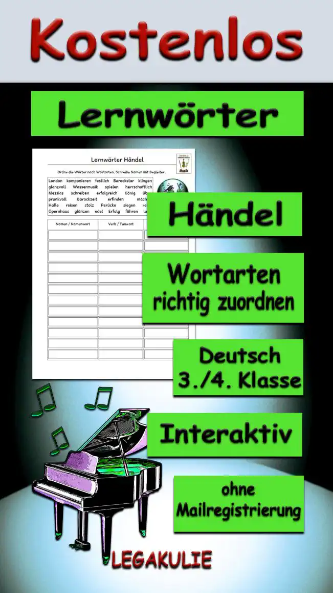 Lernwörter Händel 3./4.Klasse Musik - Kostenlos von Legakulie.info