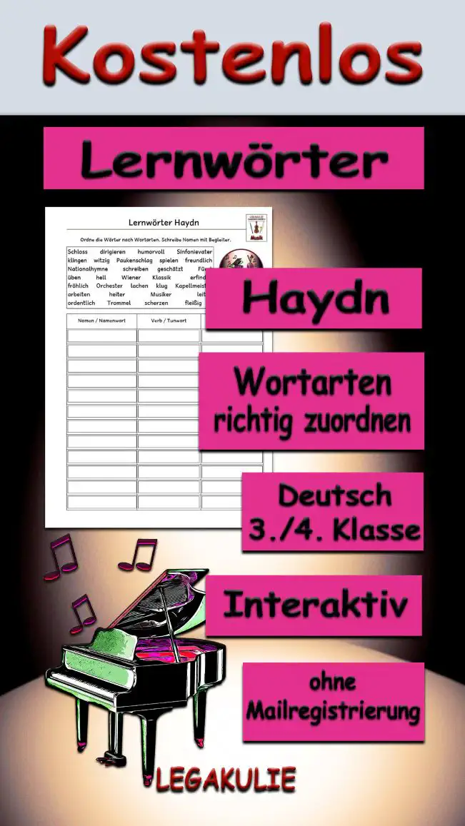 Lernwörter Haydn 3./4.Klasse Musik - Kostenlos von Legakulie.info