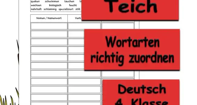 Lernwörter Teich Lernwörter Teich 4.Klasse Deutsch - Kostenlos von Legakulie.info