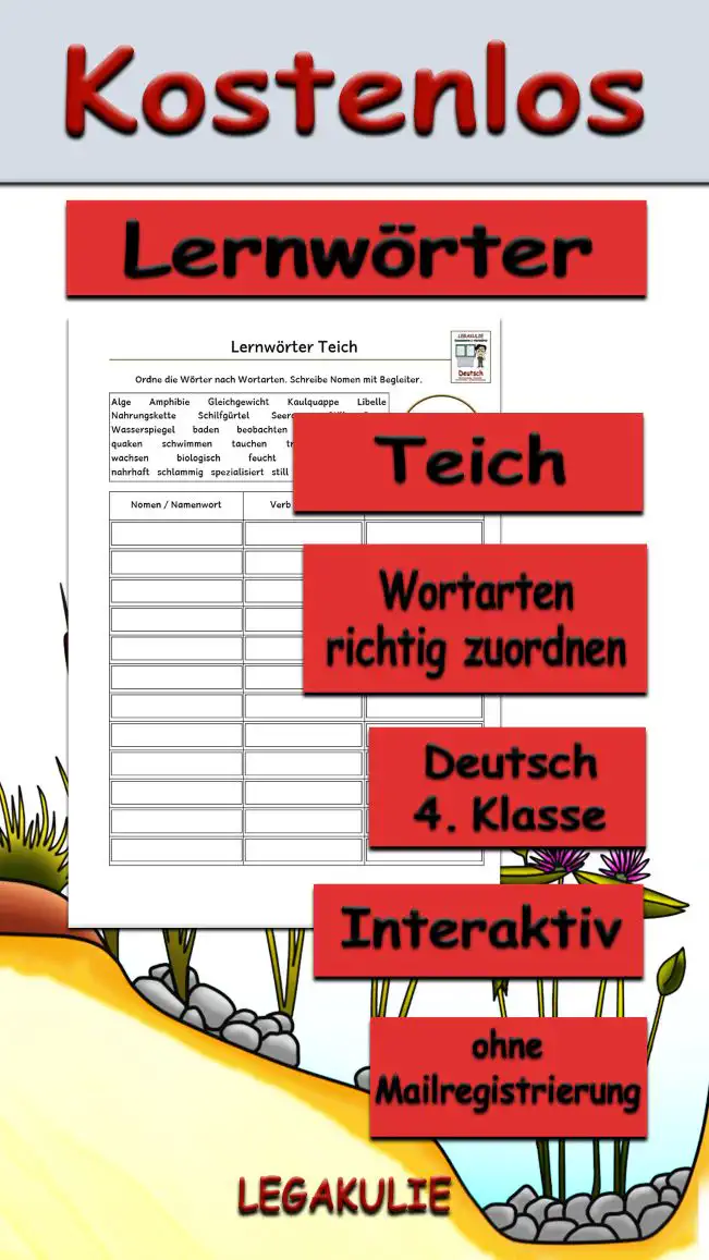 Lernwörter Teich 4.Klasse Deutsch - Kostenlos von Legakulie.info