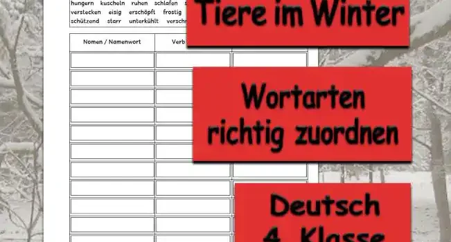 Lernwörter Tiere im Winter Lernwörter Tiere im Winter 4.Klasse Deutsch - Kostenlos von Legakulie.info