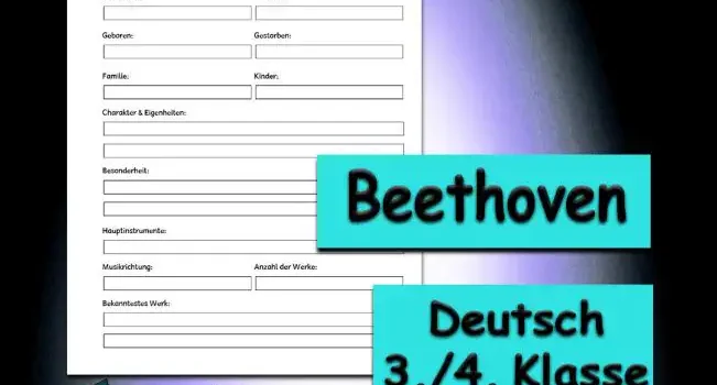 Steckbrief Beethoven 3./4.Klasse Musik - Kostenlos von Legakulie.info