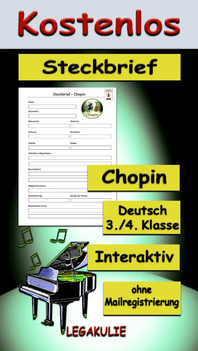 Steckbrief Chopin 3./4.Klasse Musik - Kostenlos von Legakulie.info