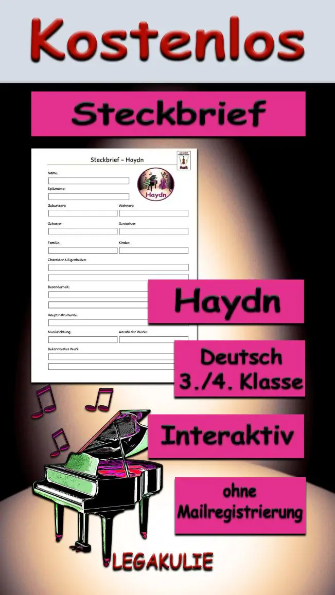 Steckbrief Haydn 3./4.Klasse Musik - Kostenlos von Legakulie.info