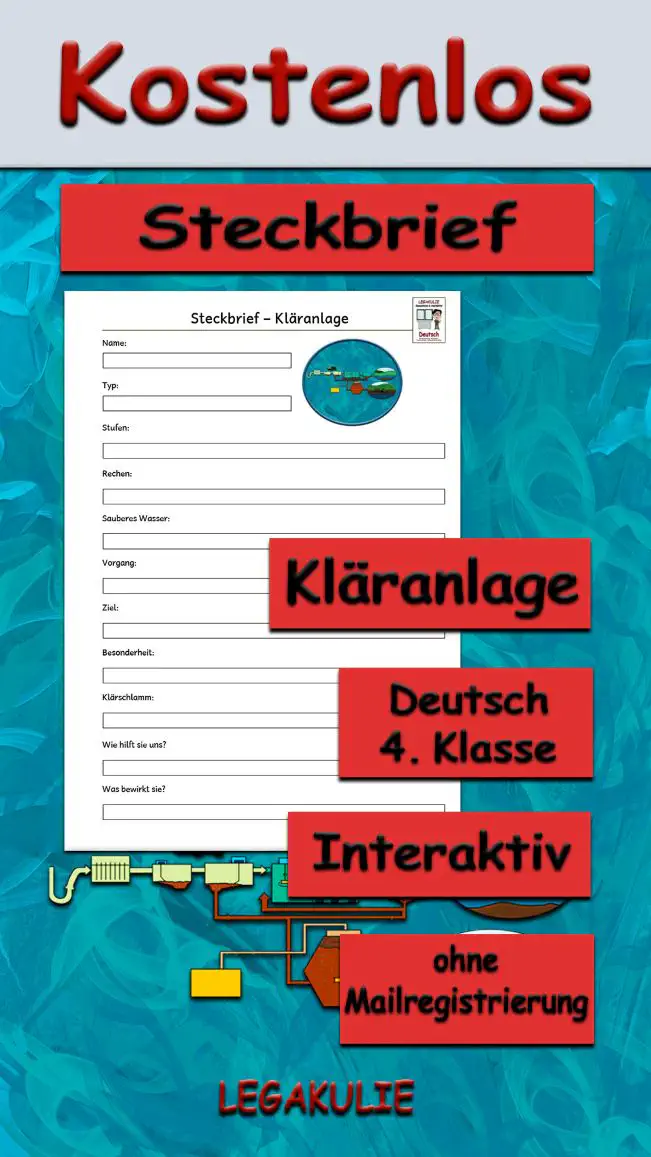 Steckbrief Kläranlage 4.Klasse Deutsch - Kostenlos von Legakulie.info
